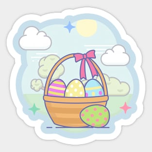 Easter basket in spring Sticker